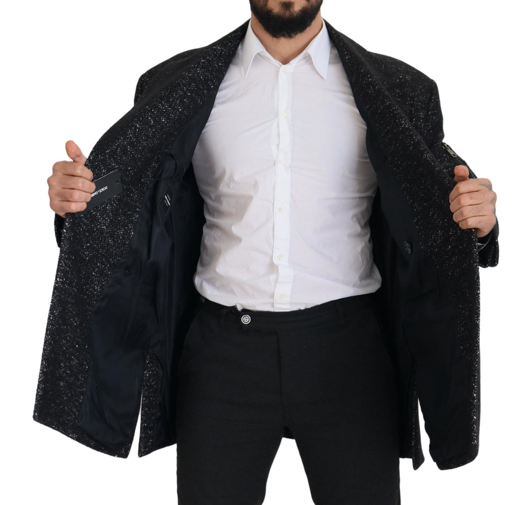 Dolce & Gabbana - Dolce & Gabbana Sleek Patterned Wool Double Breasted Jacket - JKT3342 - 52 - Ask Me Wear