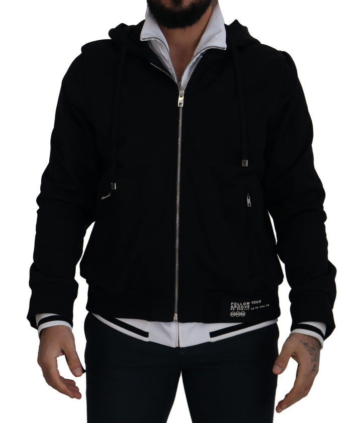 Dolce & Gabbana - Dolce & Gabbana Elegant Black Bomber Jacket with Hood - JKT3353 - 54 - Ask Me Wear