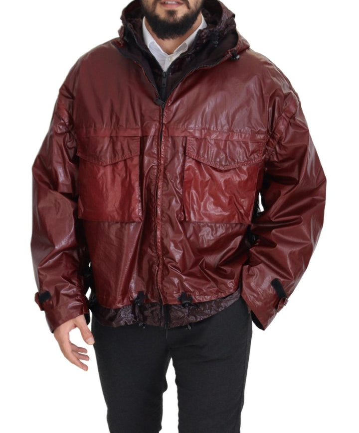 Dolce & Gabbana - Dolce & Gabbana Elegant Bordeaux Full Zip Hooded Jacket - JKT3354 - 50 - Ask Me Wear