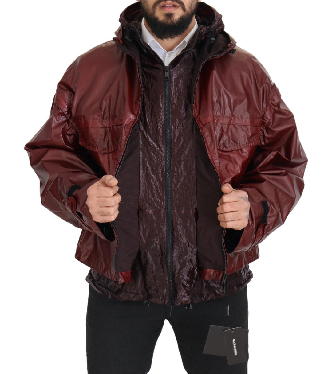 Dolce & Gabbana - Dolce & Gabbana Elegant Bordeaux Full Zip Hooded Jacket - JKT3354 - 50 - Ask Me Wear