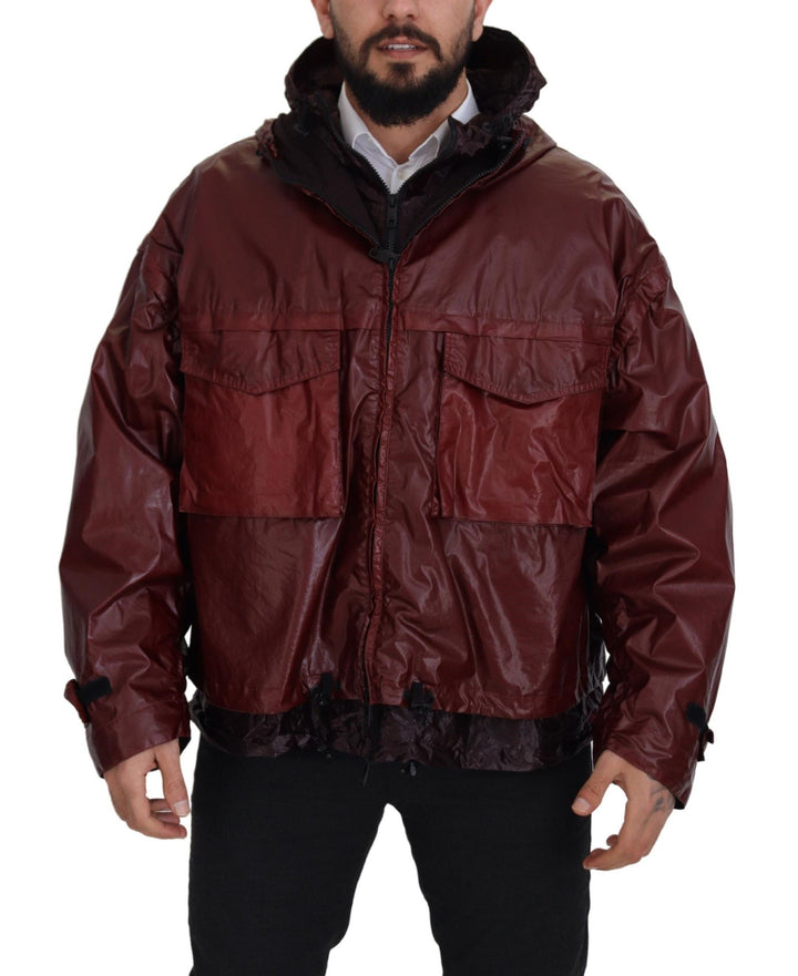 Dolce & Gabbana - Dolce & Gabbana Elegant Bordeaux Full Zip Hooded Jacket - JKT3354 - 50 - Ask Me Wear