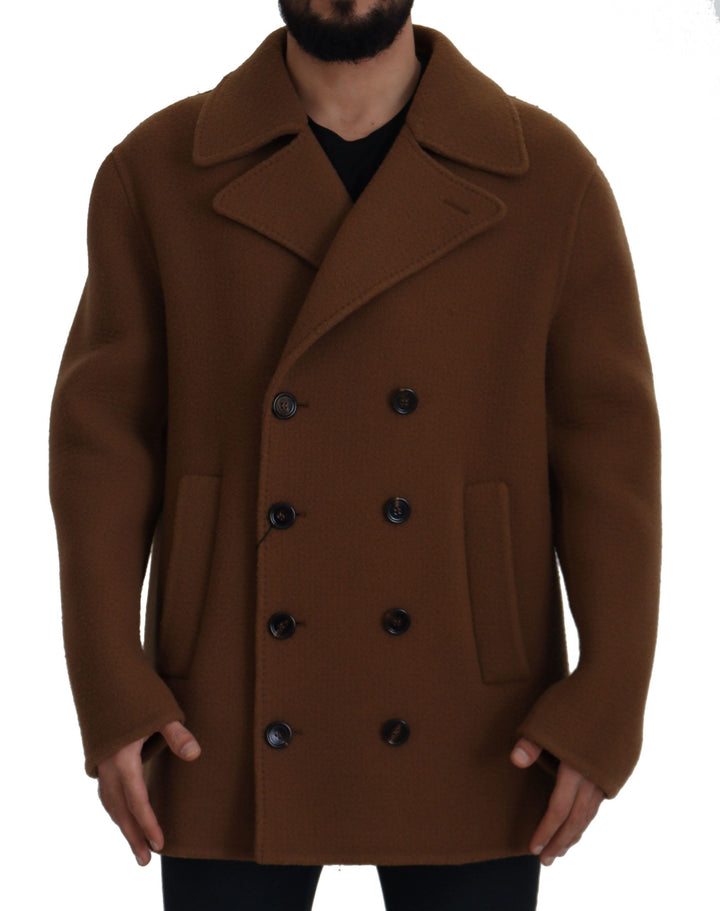 Dolce & Gabbana - Dolce & Gabbana Elegant Double Breasted Brown Jacket - JKT3368 - 54 - Ask Me Wear