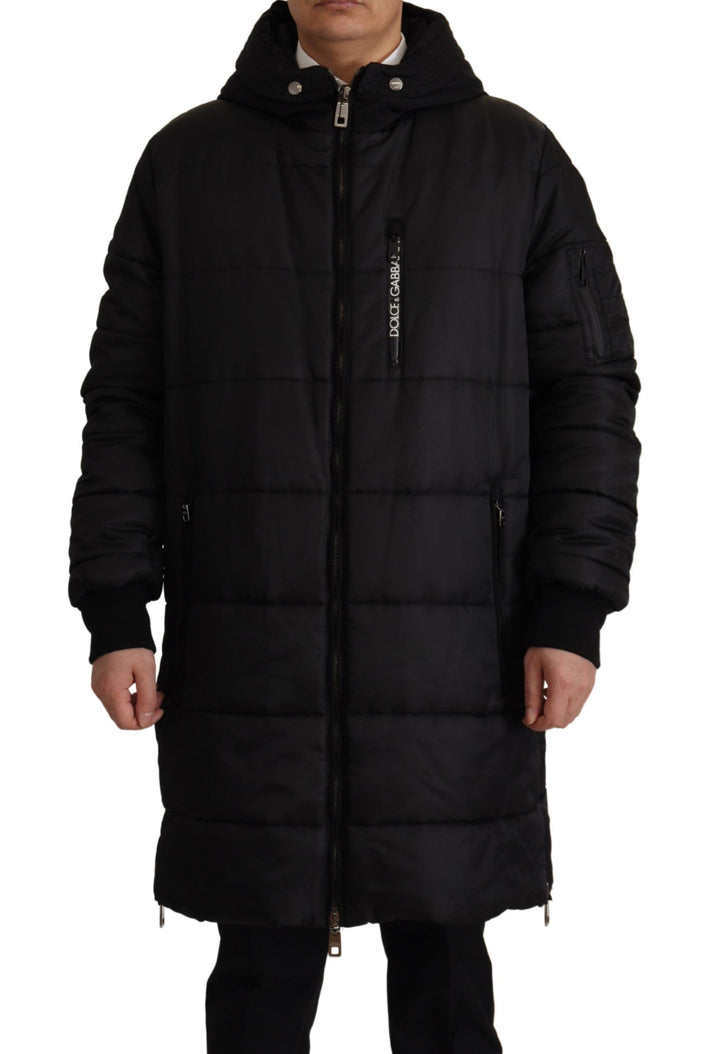 Dolce & Gabbana - Dolce & Gabbana Elegant Black Hooded Parka Winter Jacket - JKT3369 - 46 - Ask Me Wear