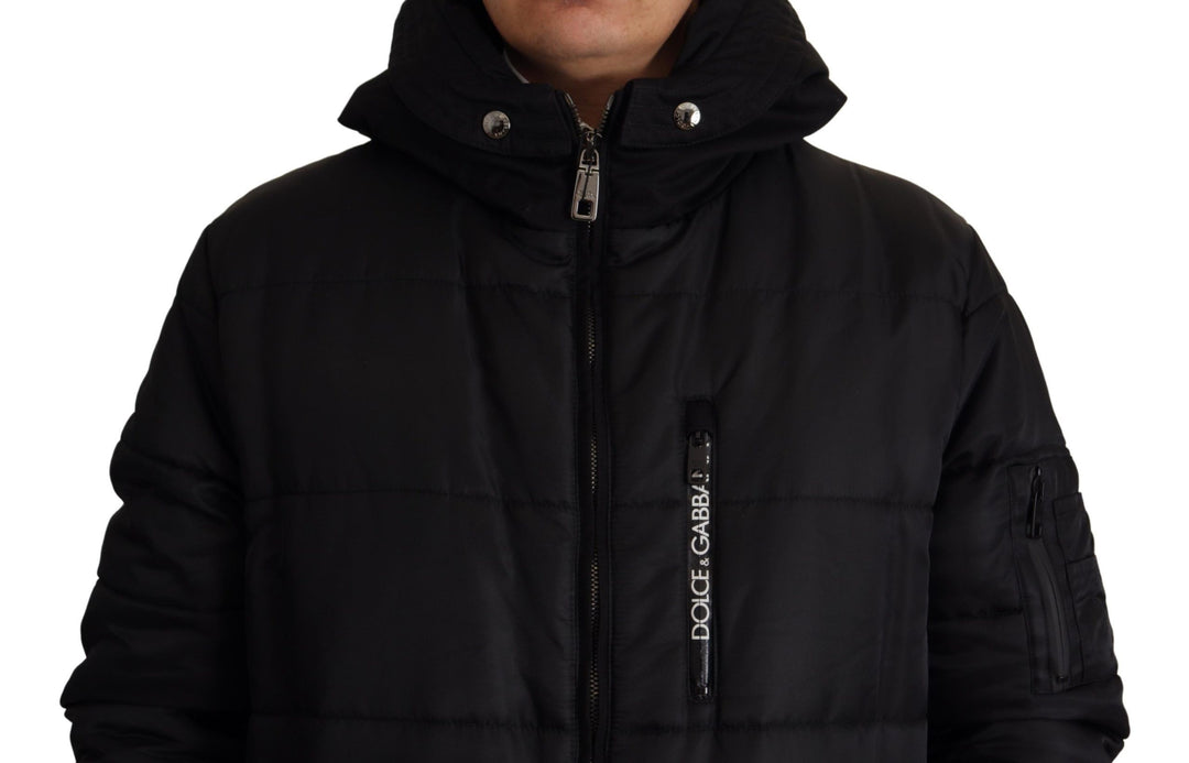 Dolce & Gabbana - Dolce & Gabbana Elegant Black Hooded Parka Winter Jacket - JKT3369 - 46 - Ask Me Wear