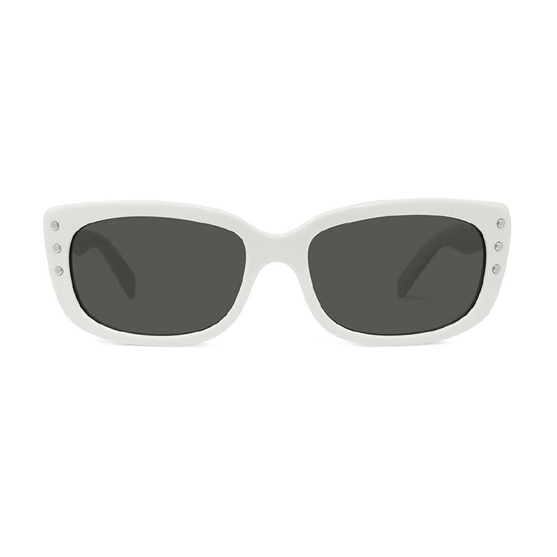 Celine Sunglasses Oval Full Rim, White Frame and Grey Lens CL40072I25N