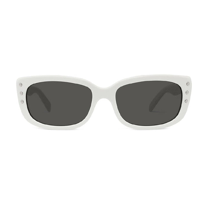 Celine Sunglasses Oval Full Rim, White Frame and Grey Lens CL40072I25N