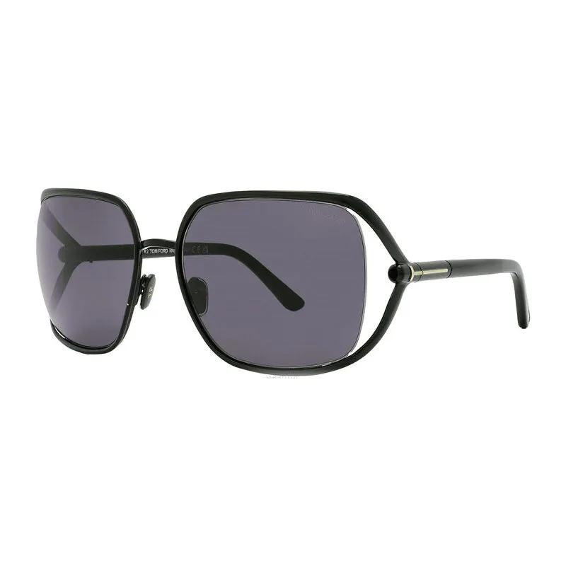 Tom Ford Sunglasses Square Semi Rim, Shiny Black Frame and Smoke Lens FT109201A