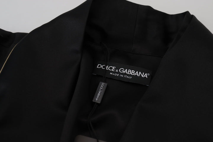 Dolce & Gabbana - Dolce & Gabbana Elegant Black Silk Long Robe Coat - JKT3421 - 50 - Ask Me Wear