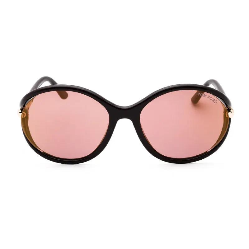 Tom Ford Sunglasses Geometric Semi Rim, Shiny Dark Brown Frame And Rose Brown Lens Ft109048Z