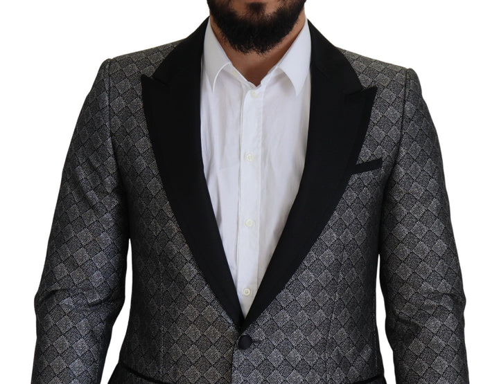 Dolce & Gabbana Elegant Silver Patterned Slim Fit Suit