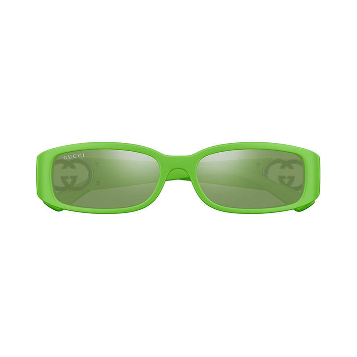 Gucci Sunglasses Rectangle Full Rim, Solid Vivid Green Frame and Green Silver Mirror Lens GG1661S005