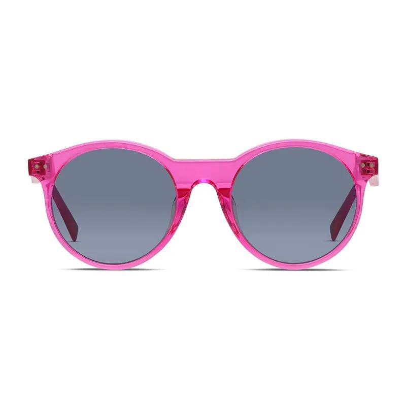 Celine Sunglasses Round Full Rim, Transparent Fuchsia Frame And Grey Lens Cl40010U75V