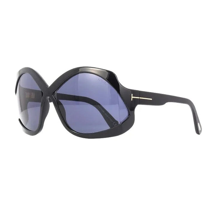 Tom Ford Sunglasses Oval Full Rim, Shiny Black Frame and Smoke Lens FT090301A