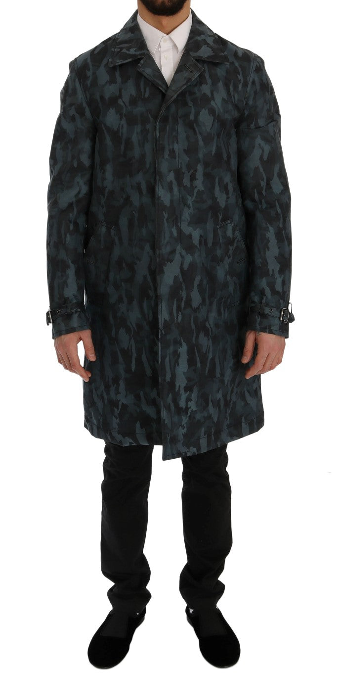 Dolce & Gabbana - Dolce & Gabbana Blue Camouflage Trench Coat Elegance - SIG60312 - 1 - Ask Me Wear