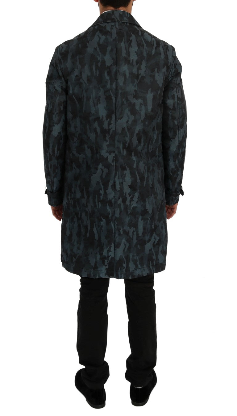 Dolce & Gabbana - Dolce & Gabbana Blue Camouflage Trench Coat Elegance - SIG60312 - 1 - Ask Me Wear