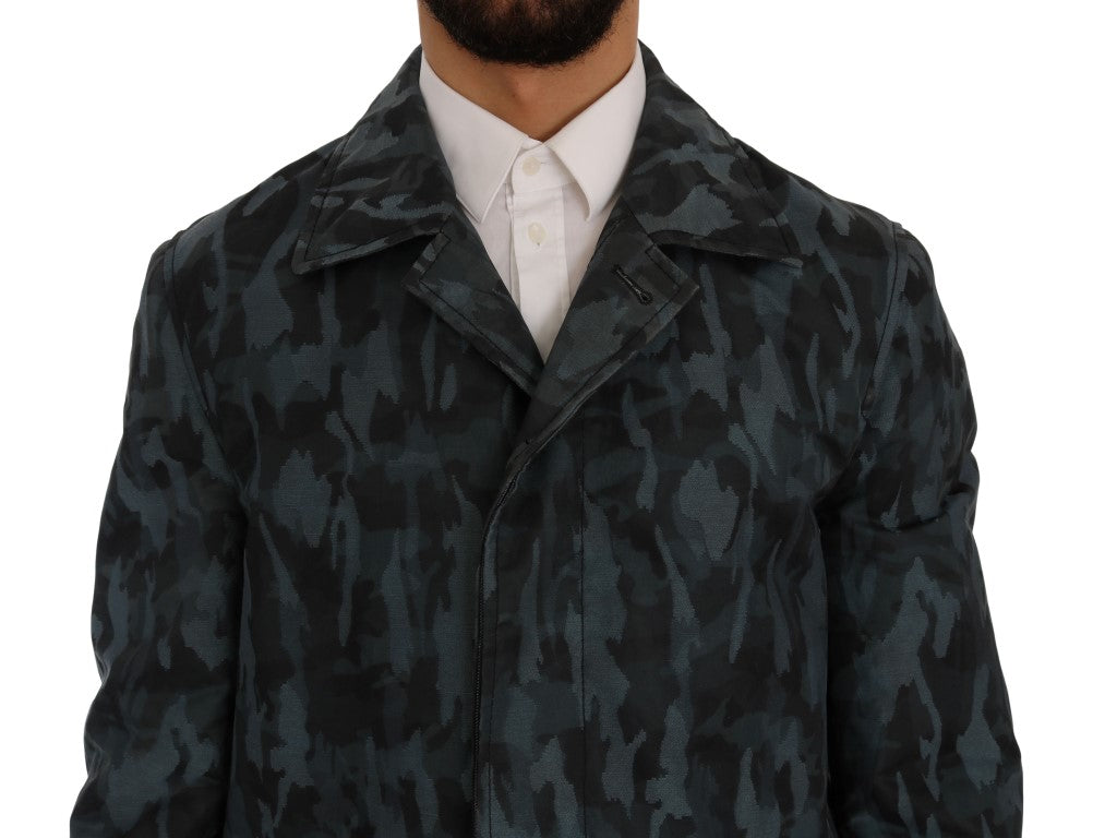 Dolce & Gabbana - Dolce & Gabbana Blue Camouflage Trench Coat Elegance - SIG60312 - 1 - Ask Me Wear