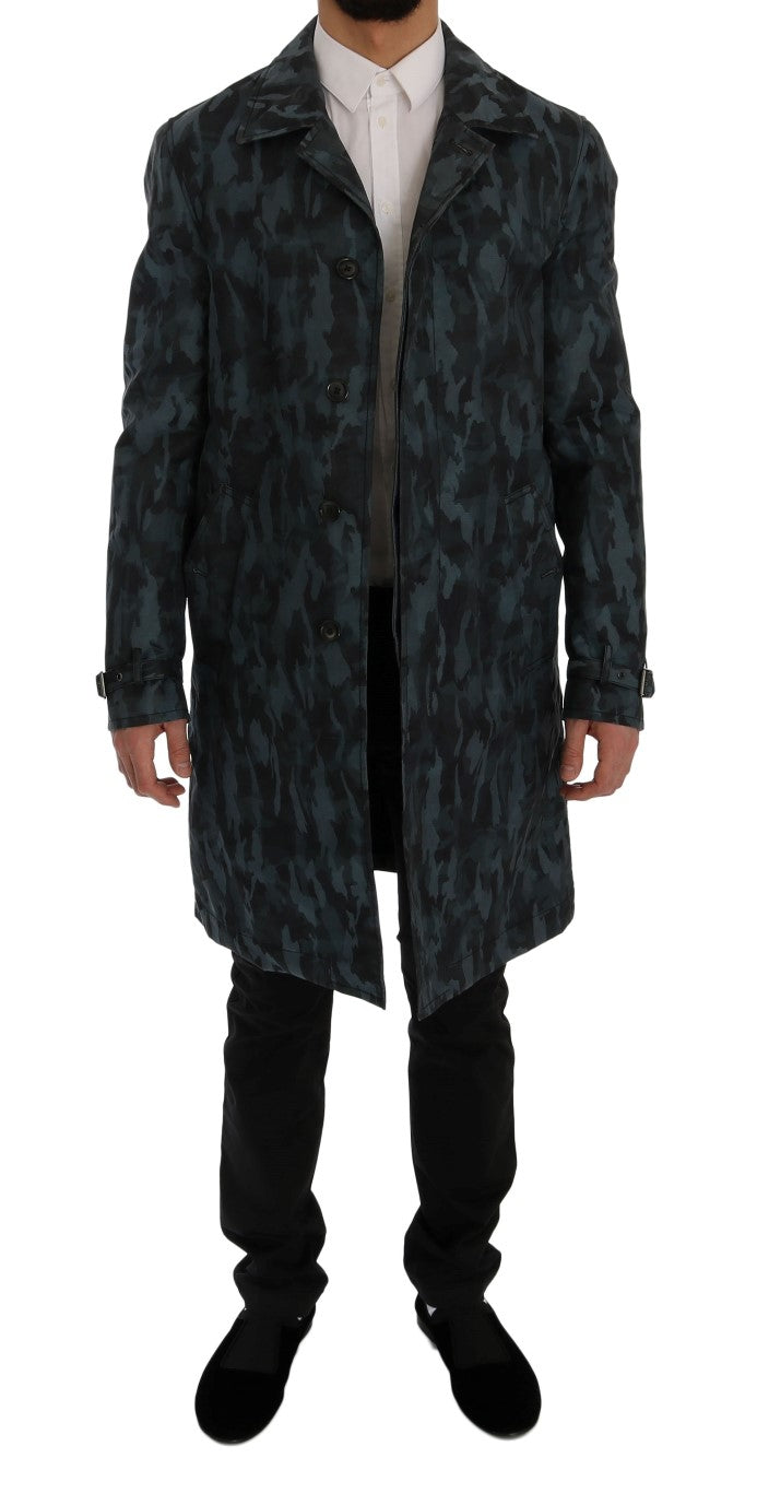 Dolce & Gabbana - Dolce & Gabbana Blue Camouflage Trench Coat Elegance - SIG60312 - 1 - Ask Me Wear