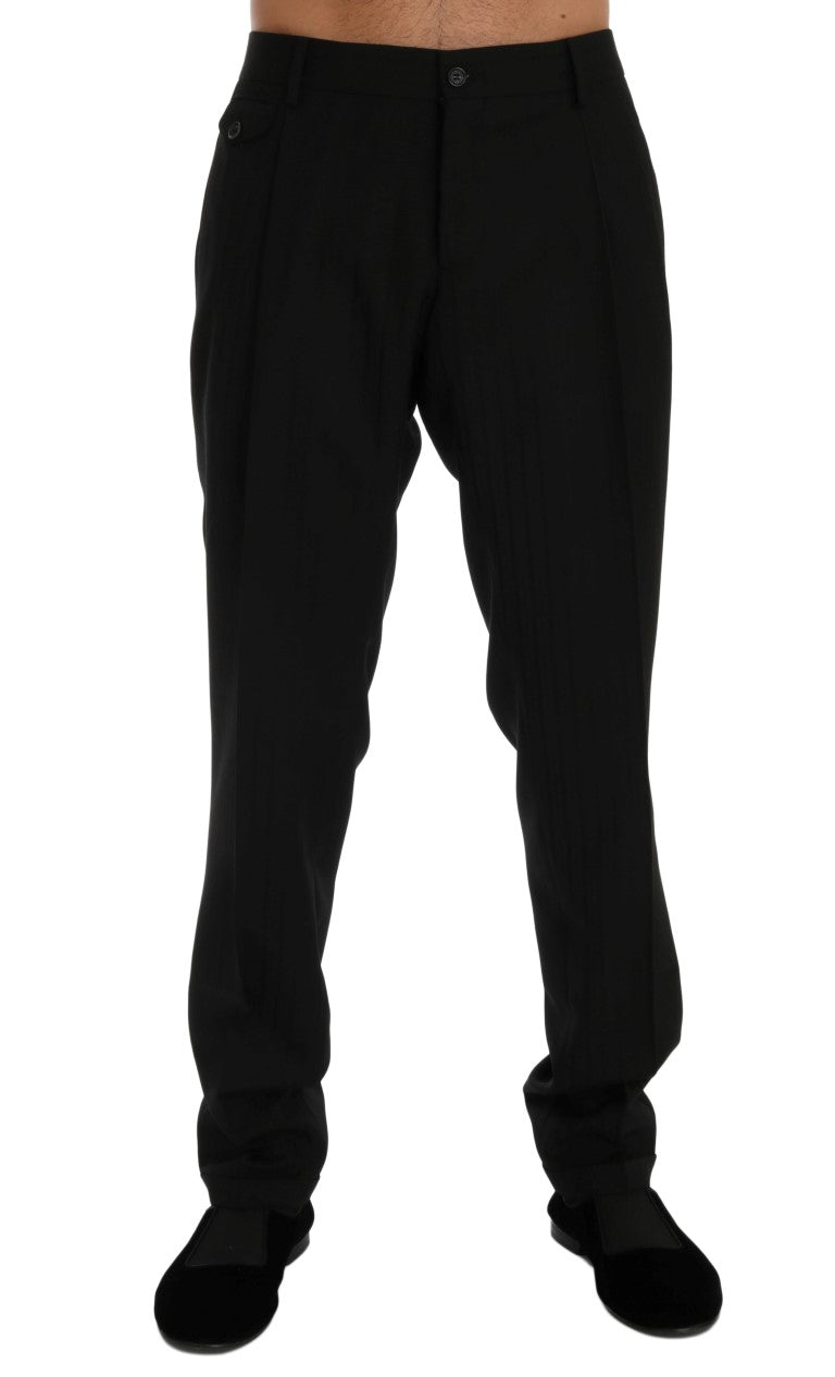 Dolce &amp; Gabbana Sample Sale Dolce &amp; Gabbana Black Striped Wool Stretch Pants - | Designer outlet