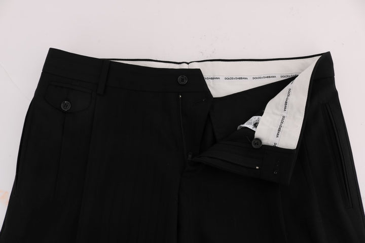 Dolce &amp; Gabbana Sample Sale Dolce &amp; Gabbana Black Striped Wool Stretch Pants - | Designer outlet