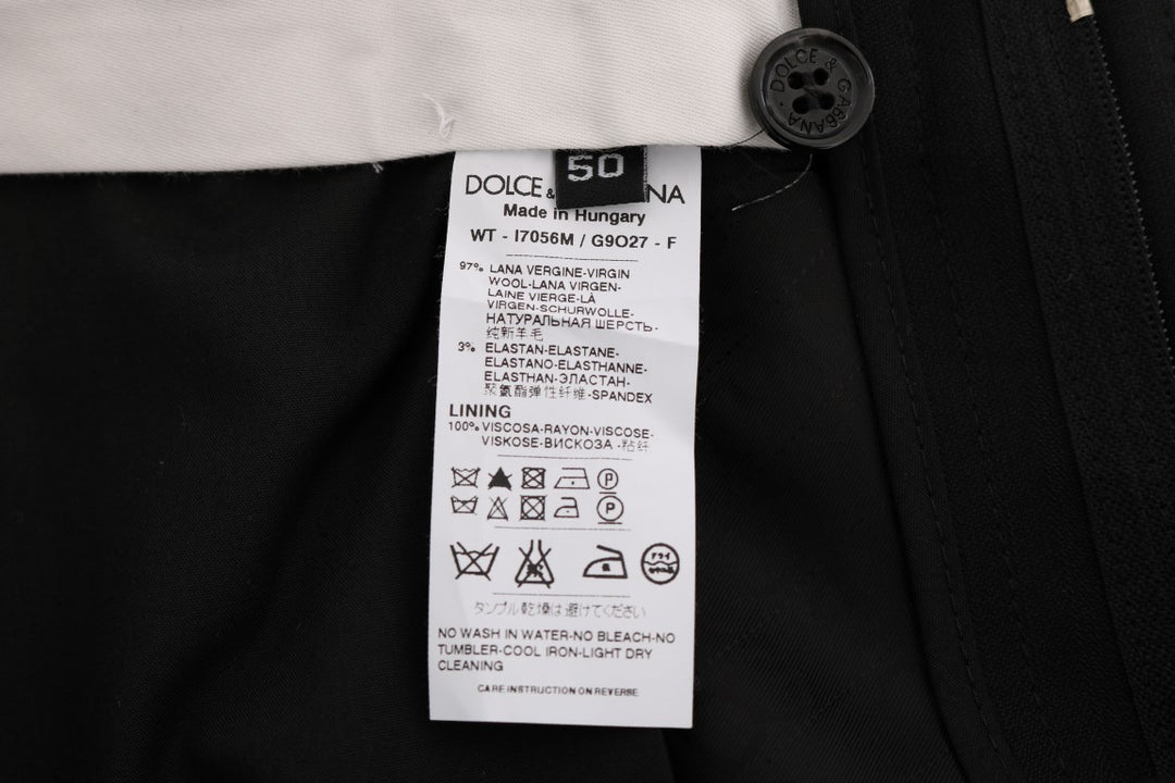 Dolce &amp; Gabbana Sample Sale Dolce &amp; Gabbana Black Striped Wool Stretch Pants - | Designer outlet