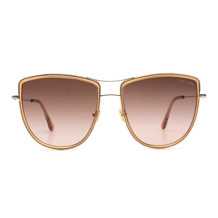 Tom Ford Sunglasses Aviator Full Rim, Gold Frame and Brown Gradient Lens FT075928F