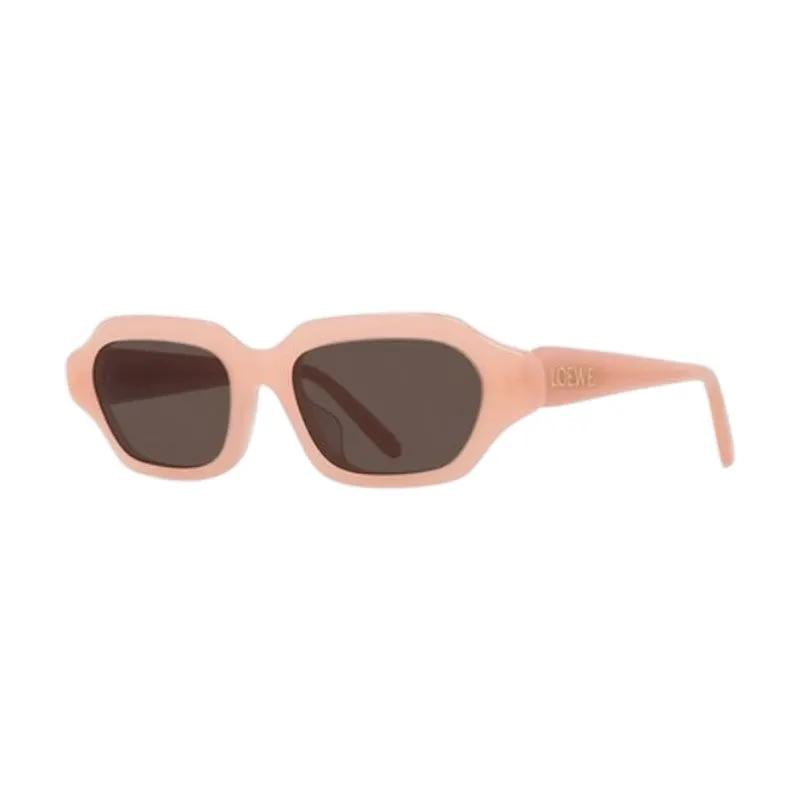Loewe Sample Sale | Loewe Sunglasses Rectangle Full Rim, Shiny Pink Frame And Brown Lens Lw40157U72E - Sunglasses | Designer outlet