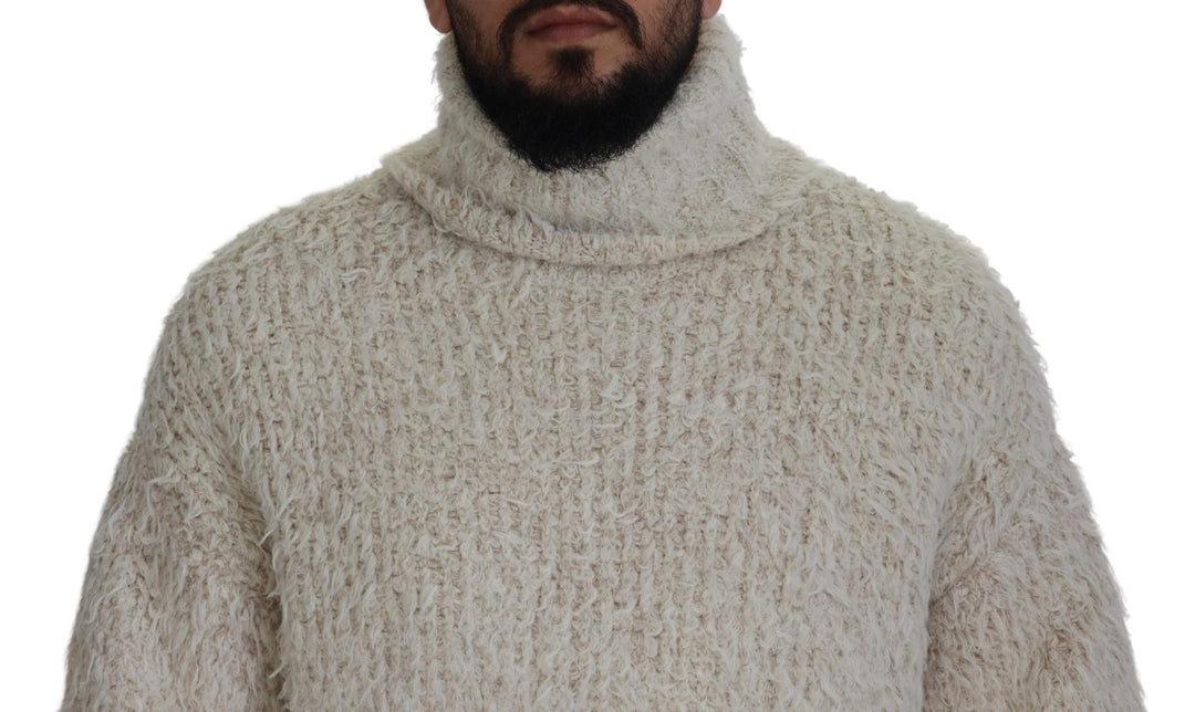 Dolce &amp; Gabbana Sample Sale Dolce &amp; Gabbana Cream Wool Knit Turtleneck Pullover Sweater - | Designer outlet