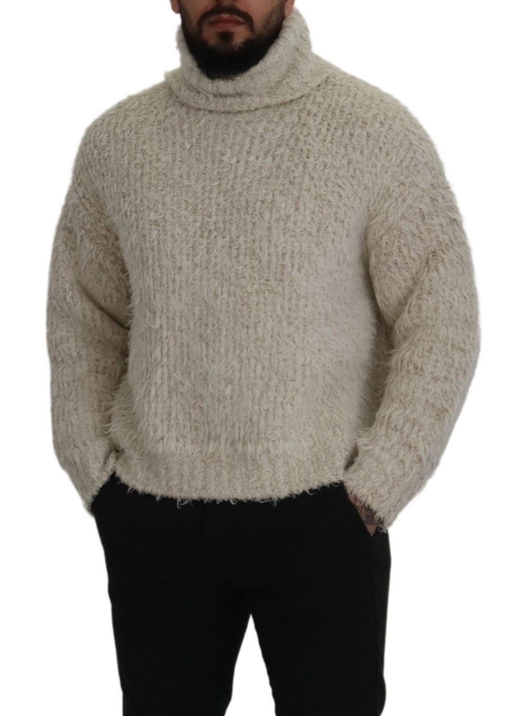 Dolce &amp; Gabbana Sample Sale Dolce &amp; Gabbana Cream Wool Knit Turtleneck Pullover Sweater - | Designer outlet