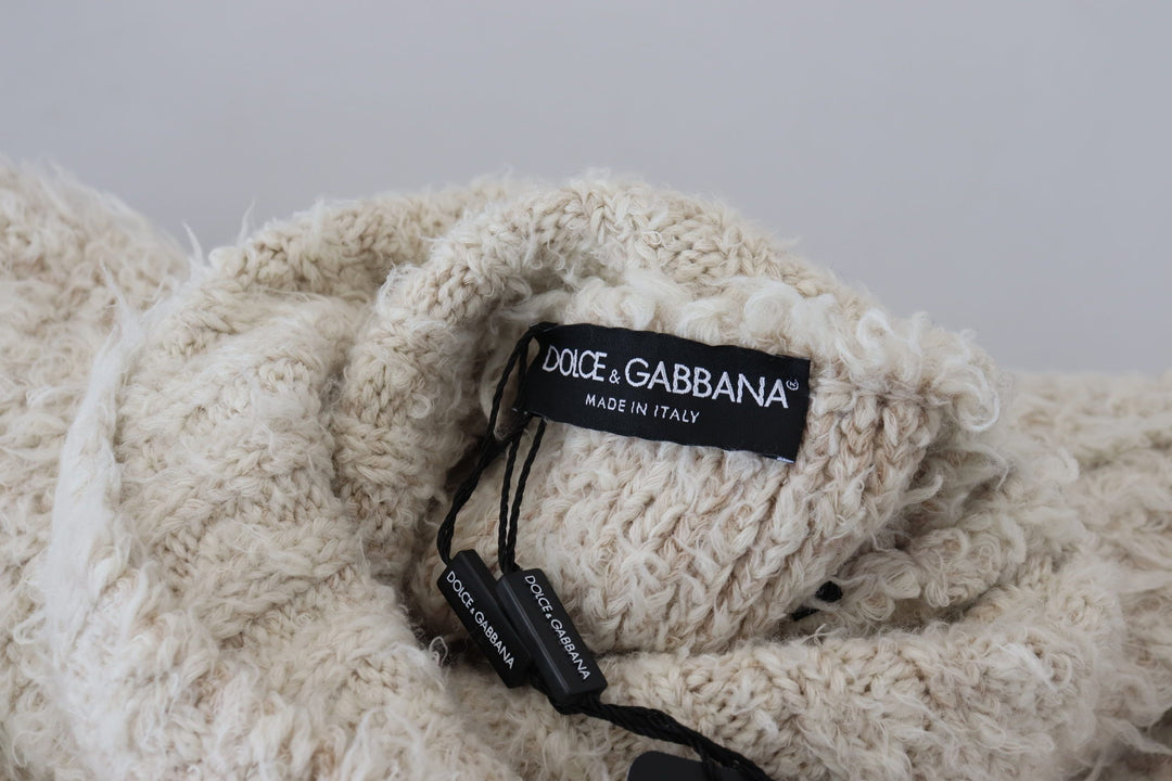 Dolce &amp; Gabbana Sample Sale Dolce &amp; Gabbana Cream Wool Knit Turtleneck Pullover Sweater - | Designer outlet