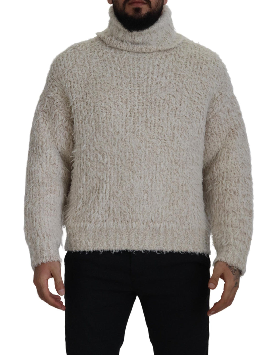 Dolce &amp; Gabbana Sample Sale Dolce &amp; Gabbana Cream Wool Knit Turtleneck Pullover Sweater - | Designer outlet