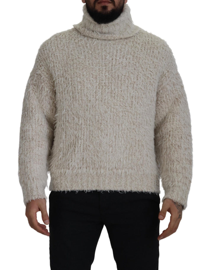 Dolce &amp; Gabbana Sample Sale Dolce &amp; Gabbana Cream Wool Knit Turtleneck Pullover Sweater - | Designer outlet