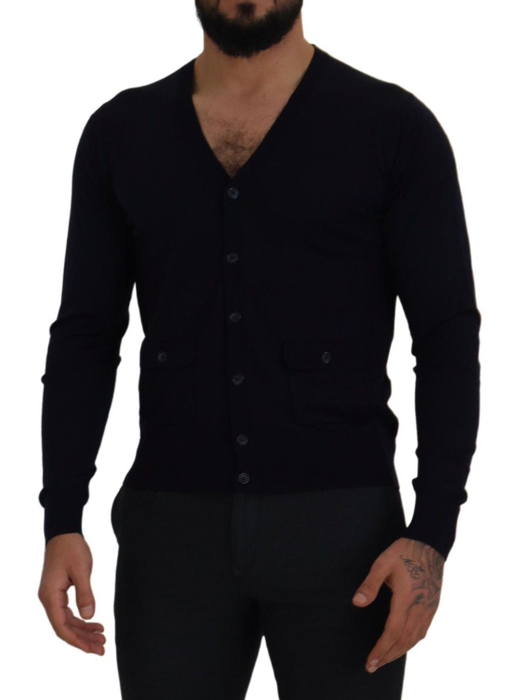 Dolce &amp; Gabbana Sample Sale Dolce &amp; Gabbana Blue Wool STAFF Down Cardigan Sweater - | Designer outlet