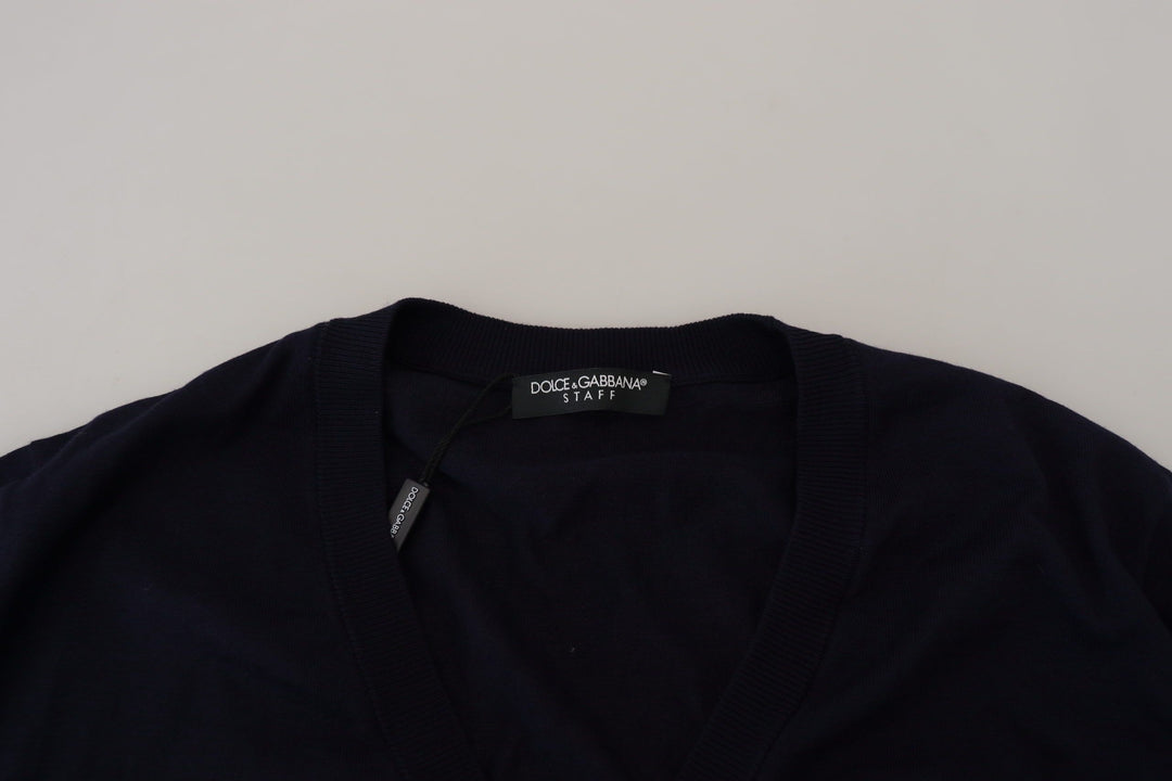 Dolce &amp; Gabbana Sample Sale Dolce &amp; Gabbana Blue Wool STAFF Down Cardigan Sweater - | Designer outlet