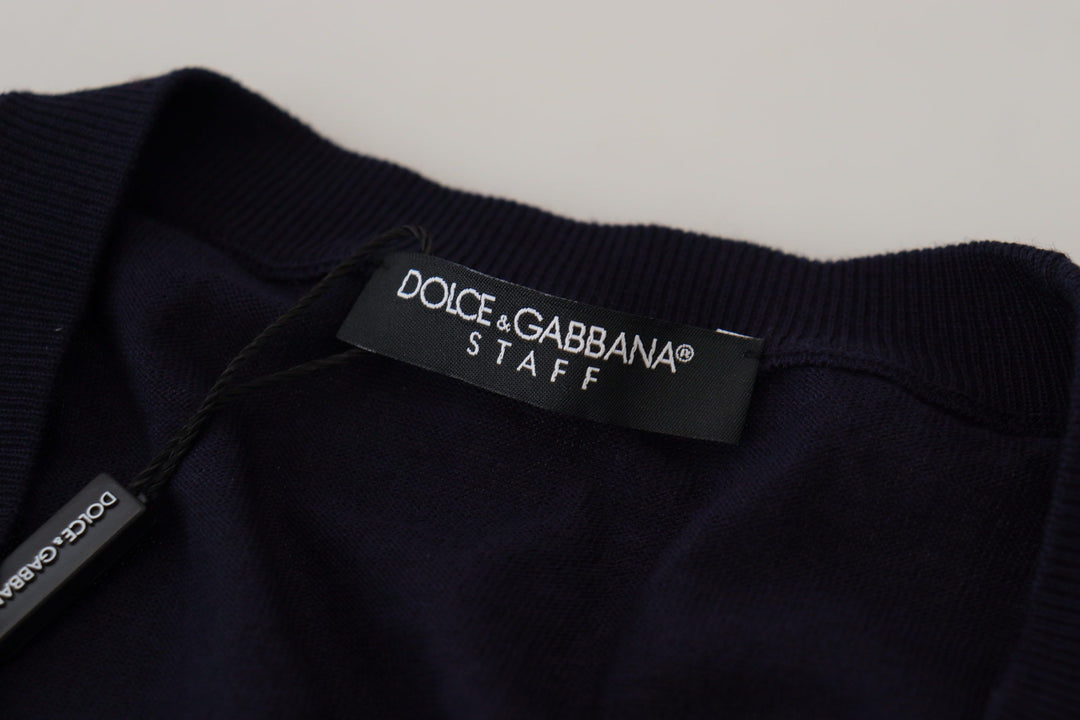 Dolce &amp; Gabbana Sample Sale Dolce &amp; Gabbana Blue Wool STAFF Down Cardigan Sweater - | Designer outlet