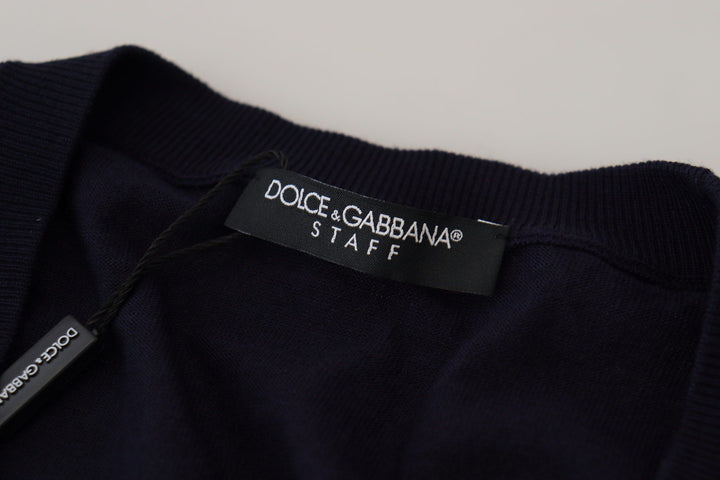 Dolce &amp; Gabbana Sample Sale Dolce &amp; Gabbana Blue Wool STAFF Down Cardigan Sweater - | Designer outlet