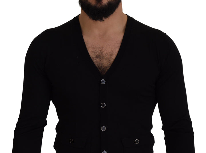 Dolce &amp; Gabbana Sample Sale Dolce &amp; Gabbana Black Wool Button Down Cardigan Sweater - | Designer outlet