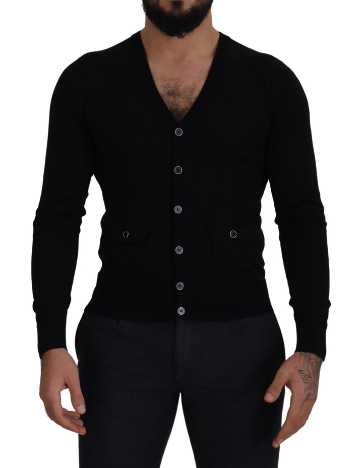 Dolce &amp; Gabbana Sample Sale Dolce &amp; Gabbana Black Wool Button Down Cardigan Sweater - | Designer outlet