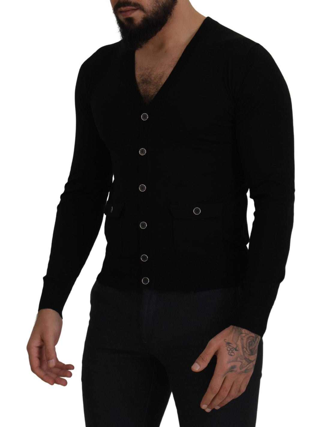 Dolce &amp; Gabbana Sample Sale Dolce &amp; Gabbana Black Wool Button Down Cardigan Sweater - | Designer outlet