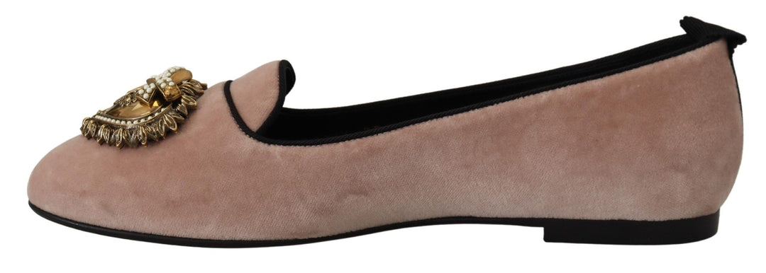 Dolce & Gabbana Elegant Pink Velvet Devotion Loafers