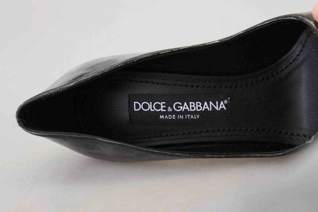 Dolce &amp; Gabbana Sample Sale | Dolce &amp; Gabbana Black Leather Heels Pumps Plastic Wrapped Shoes - | Designer outlet