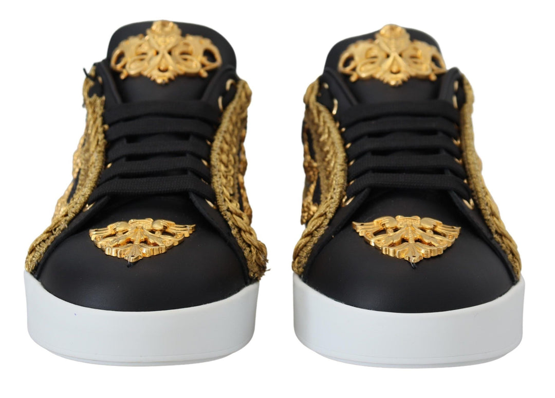 Dolce & Gabbana Elegant Portofino Leather Sneakers in Black