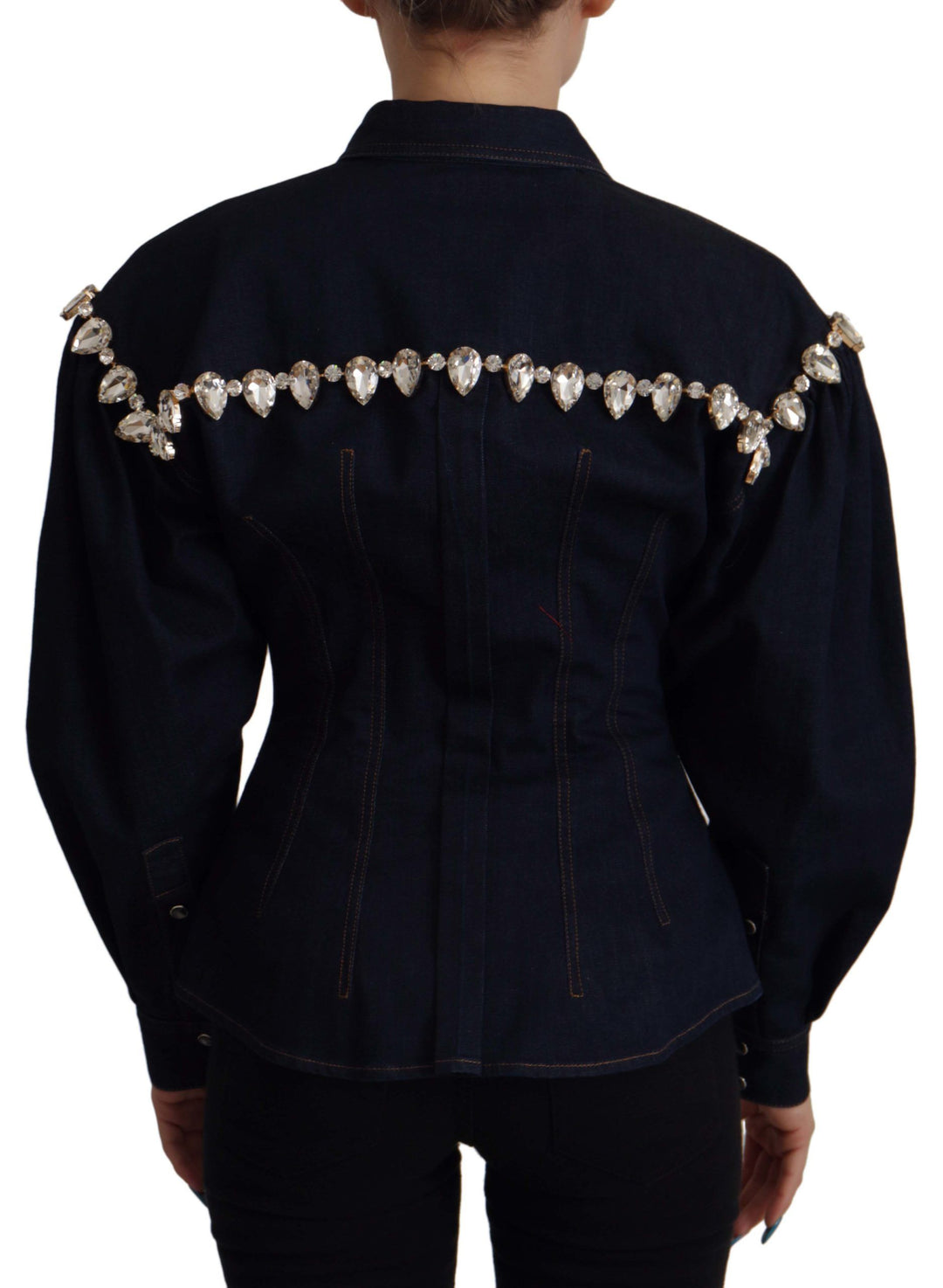 Dolce & Gabbana - Dolce & Gabbana Elegant Crystal - Embellished Denim Jacket - JKT3326 - 36 - Ask Me Wear