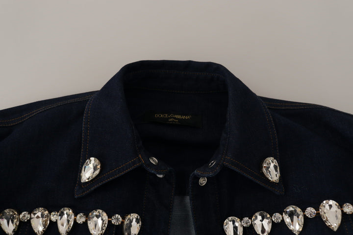 Dolce & Gabbana - Dolce & Gabbana Elegant Crystal - Embellished Denim Jacket - JKT3326 - 36 - Ask Me Wear