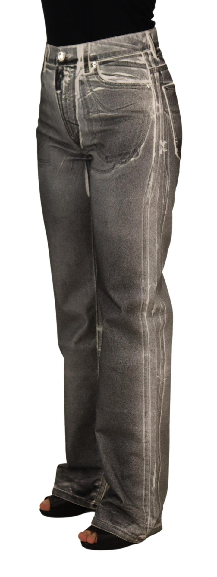 Dolce &amp; Gabbana Grey Washed High Waist Denim Pants Cotton Jeans by Dolce &amp; Gabbana outlet now on sale