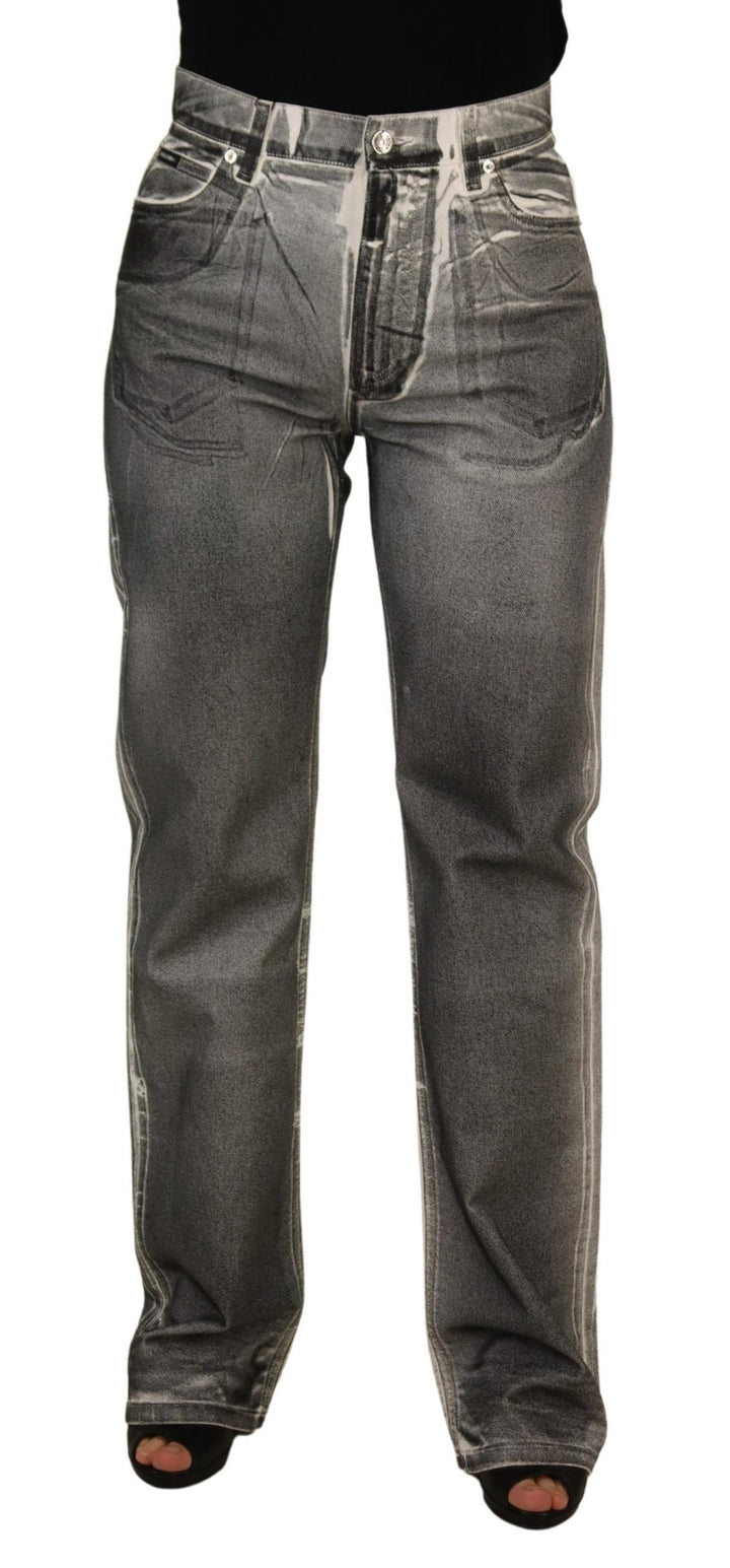 Dolce &amp; Gabbana Grey Washed High Waist Denim Pants Cotton Jeans by Dolce &amp; Gabbana outlet now on sale