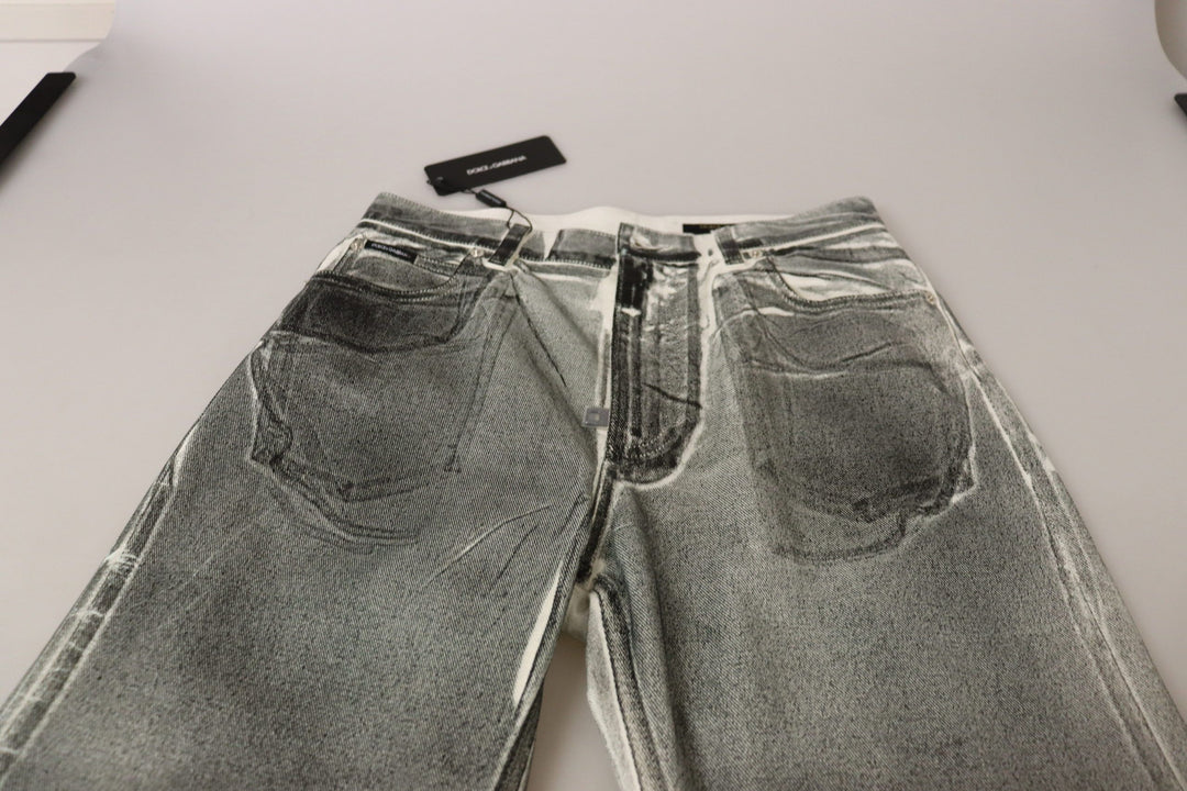 Dolce &amp; Gabbana Grey Washed High Waist Denim Pants Cotton Jeans by Dolce &amp; Gabbana outlet now on sale