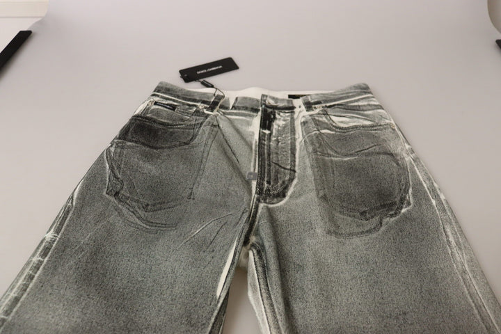 Dolce &amp; Gabbana Grey Washed High Waist Denim Pants Cotton Jeans by Dolce &amp; Gabbana outlet now on sale