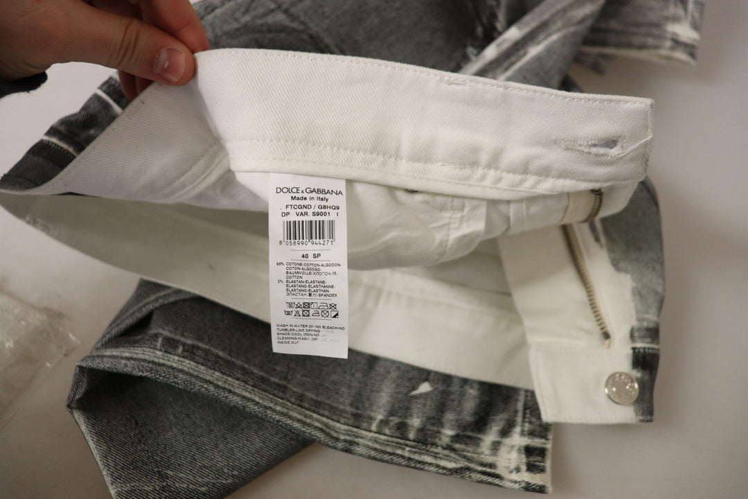 Dolce &amp; Gabbana Grey Washed High Waist Denim Pants Cotton Jeans by Dolce &amp; Gabbana outlet now on sale