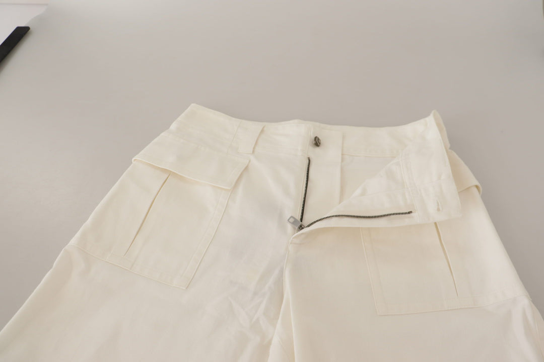 Dolce &amp; Gabbana White High Waist Tapered Women Cotton Pants by Dolce &amp; Gabbana outlet now on sale
