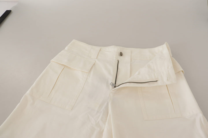 Dolce &amp; Gabbana White High Waist Tapered Women Cotton Pants by Dolce &amp; Gabbana outlet now on sale